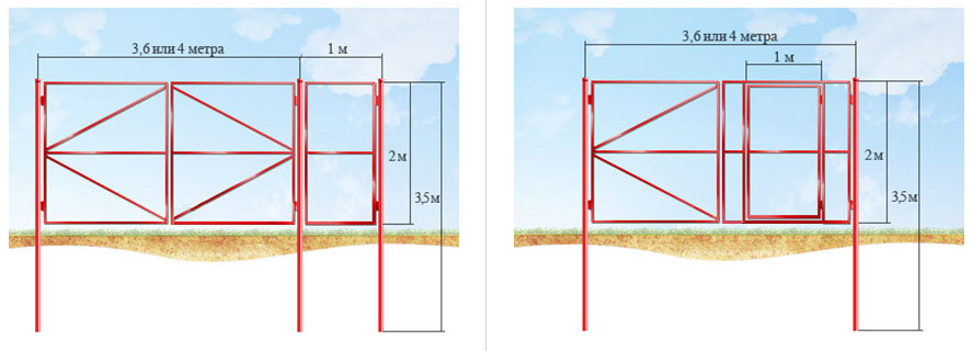 ворота распашные с калиткой